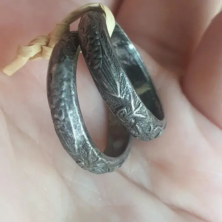 [BUNJANG] Joseon Dynasty Dragon Pattern Silver Ring Pair / 조선시대 용무늬 은쌍가락지