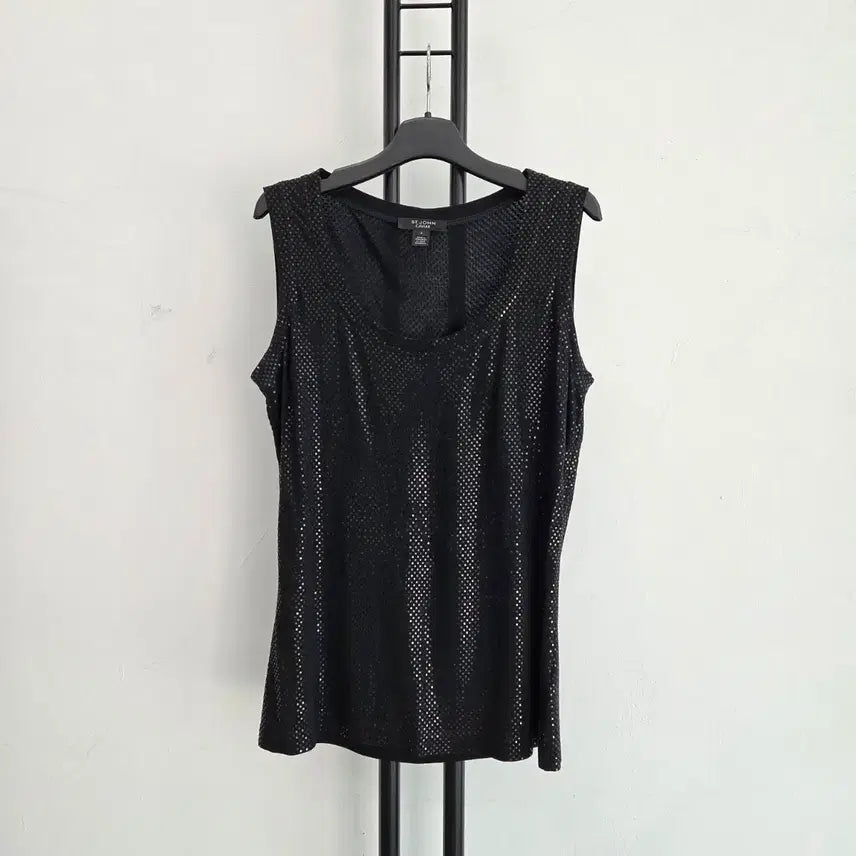 [BUNJANG] ST. JOHN Caviar Black Sequin Sleeveless Top / 정품 센존 ST.JOHN CAVIAR  블랙 스팽글 민소매 탑
