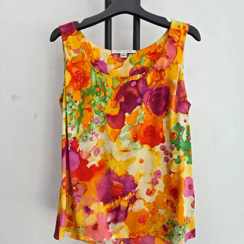 [BUNJANG] ST. JOHN Flower Yellow Silk Blend Blouse / 정품 센존 ST.JOHN 플라워 옐로우 블라우스