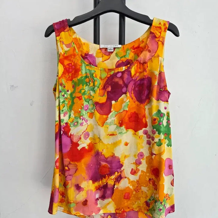 [BUNJANG] ST. JOHN Flower Yellow Silk Blend Blouse / 정품 센존 ST.JOHN 플라워 옐로우 블라우스