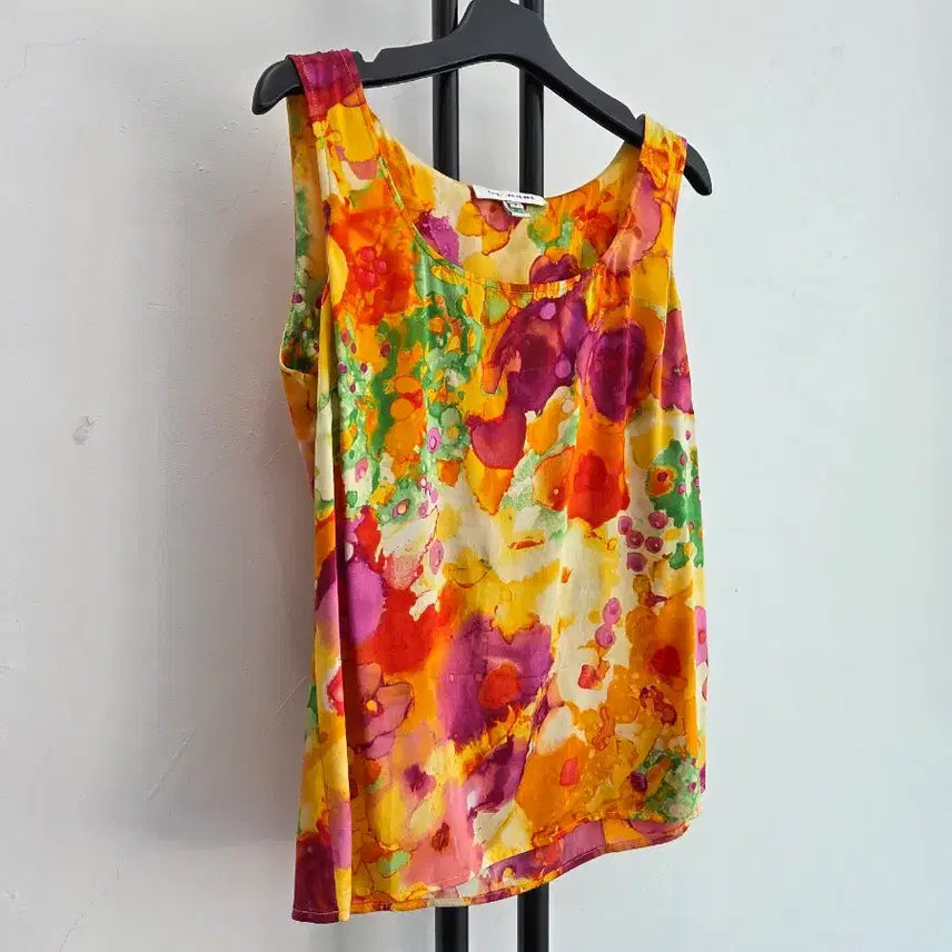 [BUNJANG] ST. JOHN Flower Yellow Silk Blend Blouse / 정품 센존 ST.JOHN 플라워 옐로우 블라우스