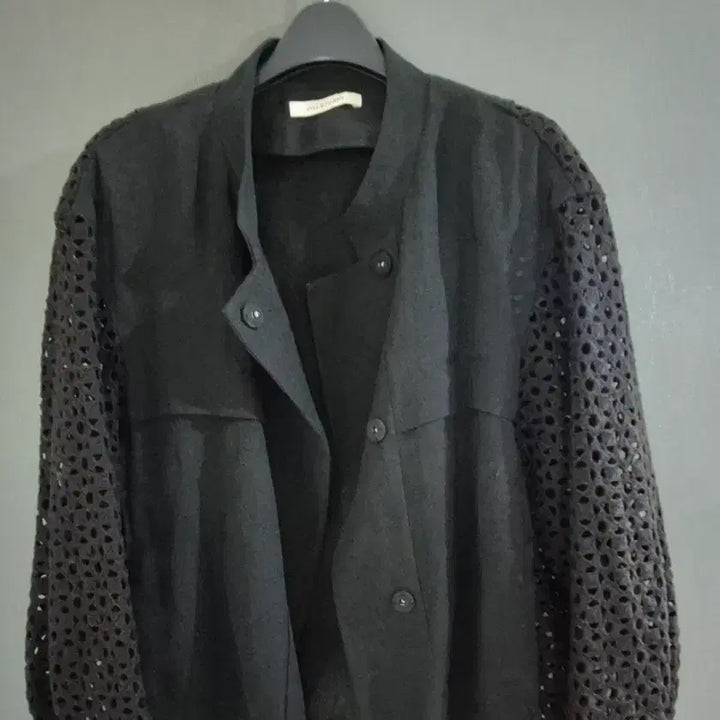 [BUNJANG] Jill Stuart Black Lace Sleeve Linen Jacket / 질스튜어트 블랙 레이스 소매 마 자켓  린넨자켓