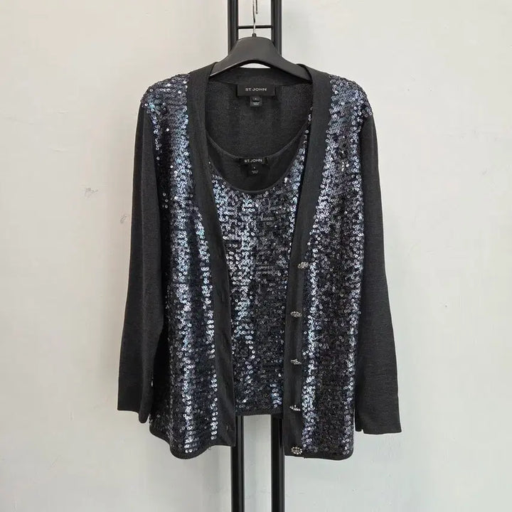 [BUNJANG] ST. JOHN Sequin Cardigan Set / 정품 센존 ST.JOHN 스팽글 가디건 세트