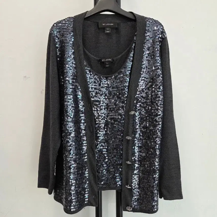 [BUNJANG] ST. JOHN Sequin Cardigan Set / 정품 센존 ST.JOHN 스팽글 가디건 세트