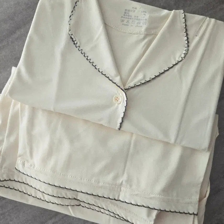 [BUNJANG] Silk Short Sleeve Pajama Set with Long Pants / 여름 실크 반팔 긴바지 파자마 세트