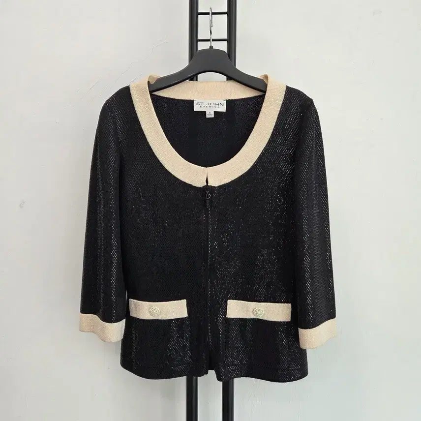 [BUNJANG] ST. JOHN Black Knit Cardigan / 정품 센존 ST.JOHN 블랙 니트 가디건
