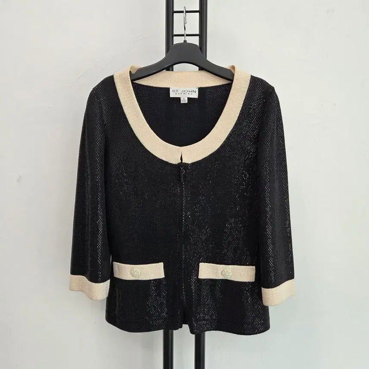 [BUNJANG] ST. JOHN Black Knit Cardigan / 정품 센존 ST.JOHN 블랙 니트 가디건