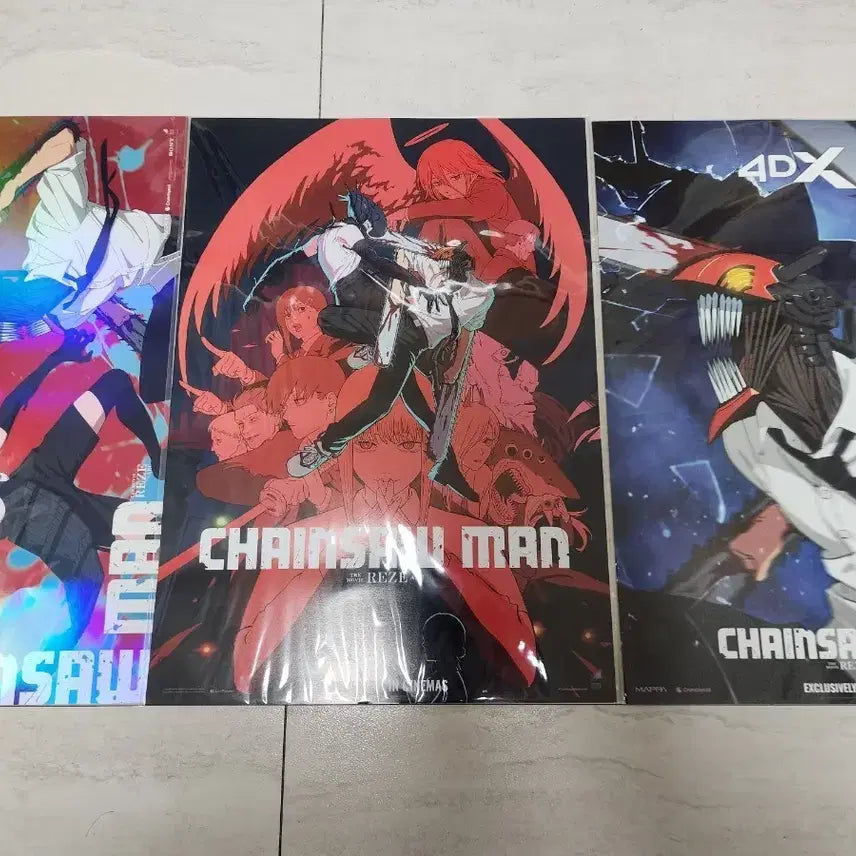 [BUNJANG] Chainsaw Man 4DX Poster Bundle Set (Sealed) / [마지막 할인] 체인소맨 4DX 포스터+가로형 포스터+오리지널 포스터