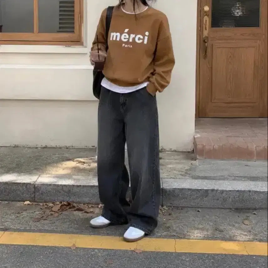 [BUNJANG] Merci Brown Sweatshirt T-shirt / 메르시 Merci 브라운 맨투맨 티셔츠