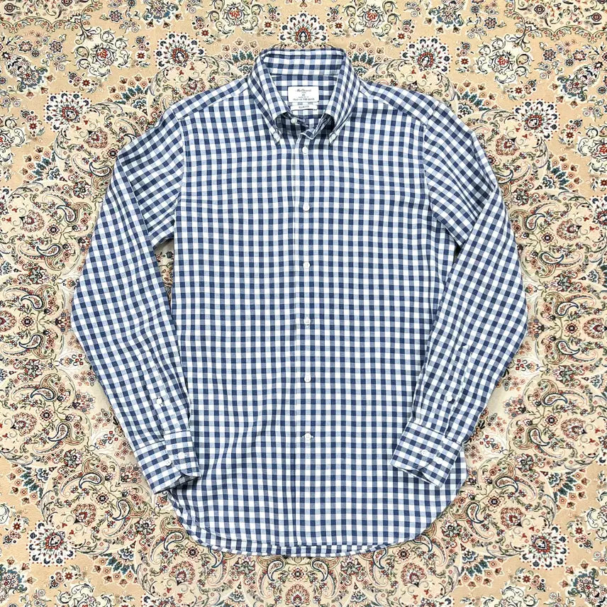 [BUNJANG] Mateucci by Bagutta 1939 Italian Gingham Flannel Button-Down Shirt / [A등급 15.5] 마테우치 맨온더분 블루깅엄 버튼다운셔츠