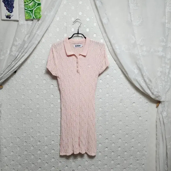 [BUNJANG] Kirsh Small Cherry Cable Knit Dress Pink / 키르시 스몰체리 케이블 니트드레스 여성s