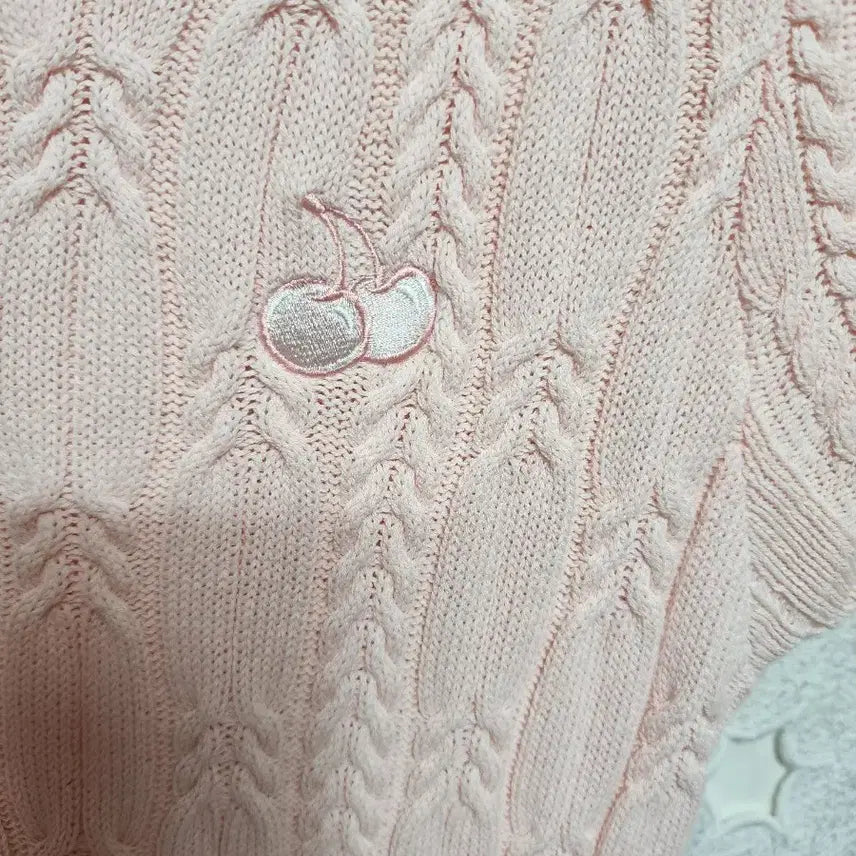 [BUNJANG] Kirsh Small Cherry Cable Knit Dress Pink / 키르시 스몰체리 케이블 니트드레스 여성s