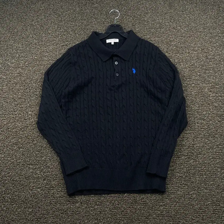 [BUNJANG] US Polo Black Long Sleeve Collar Knit / Us폴로 블랙 긴팔 카라 니트