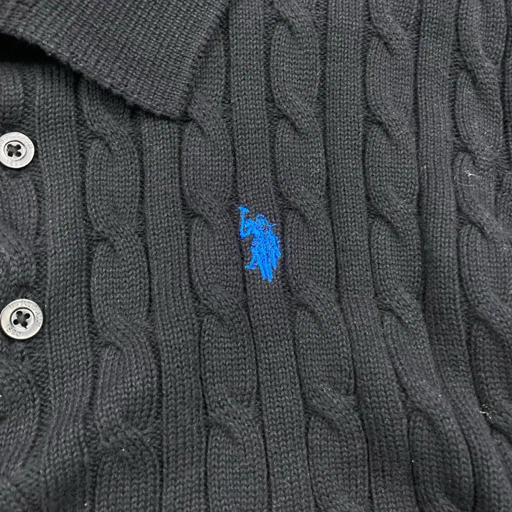 [BUNJANG] US Polo Black Long Sleeve Collar Knit / Us폴로 블랙 긴팔 카라 니트