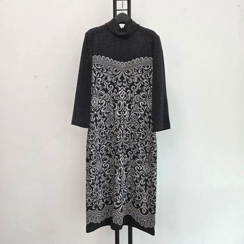 [BUNJANG] ST. JOHN Patterned Wool Long Dress / 정품 센존 ST.JOHN 패턴 모직 롱 원피스