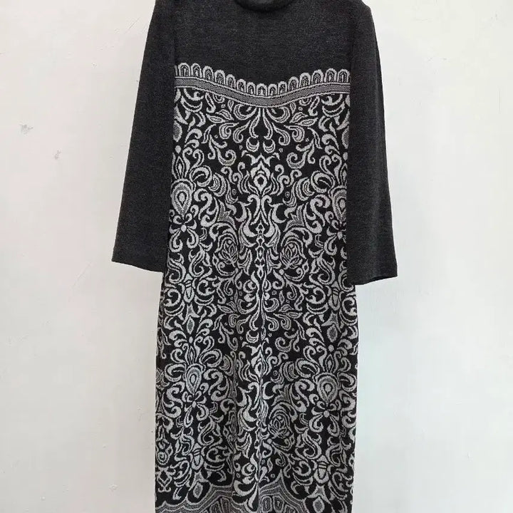 [BUNJANG] ST. JOHN Patterned Wool Long Dress / 정품 센존 ST.JOHN 패턴 모직 롱 원피스