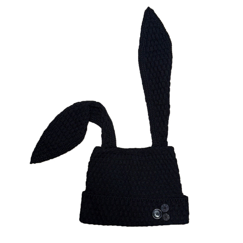 [BUNJANG] Carbon Magnesium Button Rabbit Beanie Black / (새상품) 탄산마그네슘 버튼 래빗 비니 블랙
