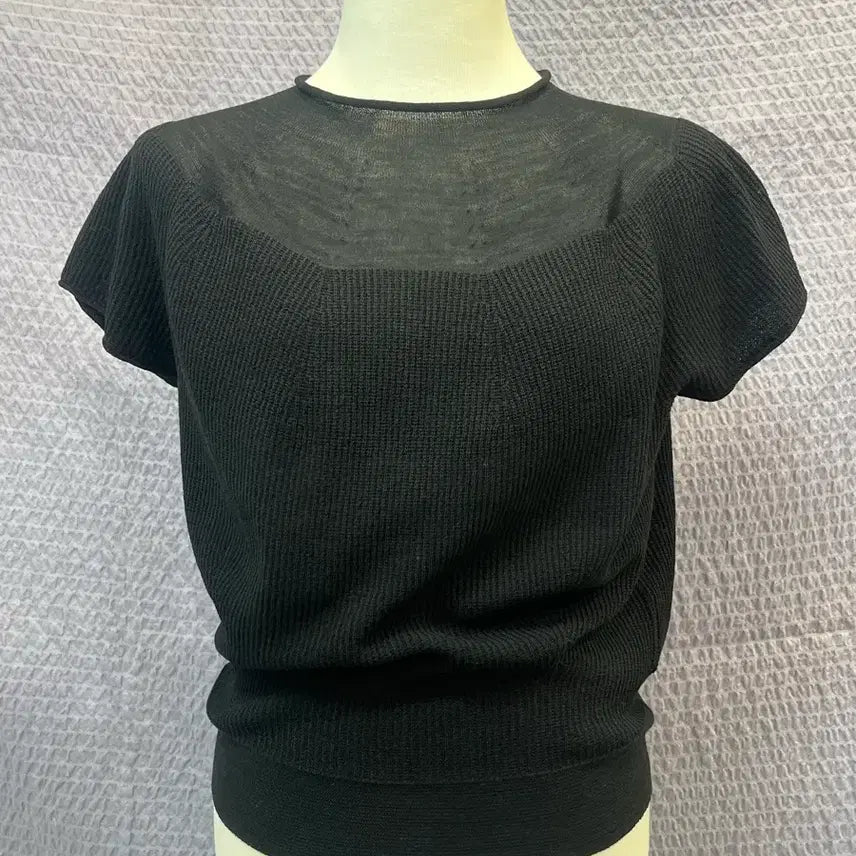 [BUNJANG] Mine by Hansome Sheer Knit Short Sleeve Top / 한섬 MINE 니트 반팔 새옷급 55 (23년) 시스루 믹스