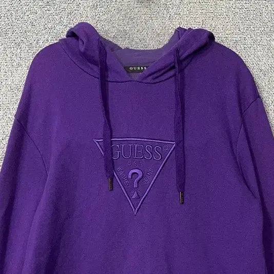 [BUNJANG] Guess Purple Triangle Logo Hoodie M / 게스 삼각 로고 퍼플 후드티 M