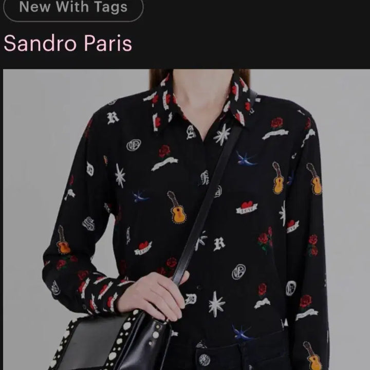 [BUNJANG] Sandro 100% Silk Printed Blouse / 산드로 실크100% 프린트 셔츠 산드로블라우스