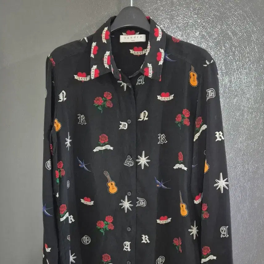 [BUNJANG] Sandro 100% Silk Printed Blouse / 산드로 실크100% 프린트 셔츠 산드로블라우스