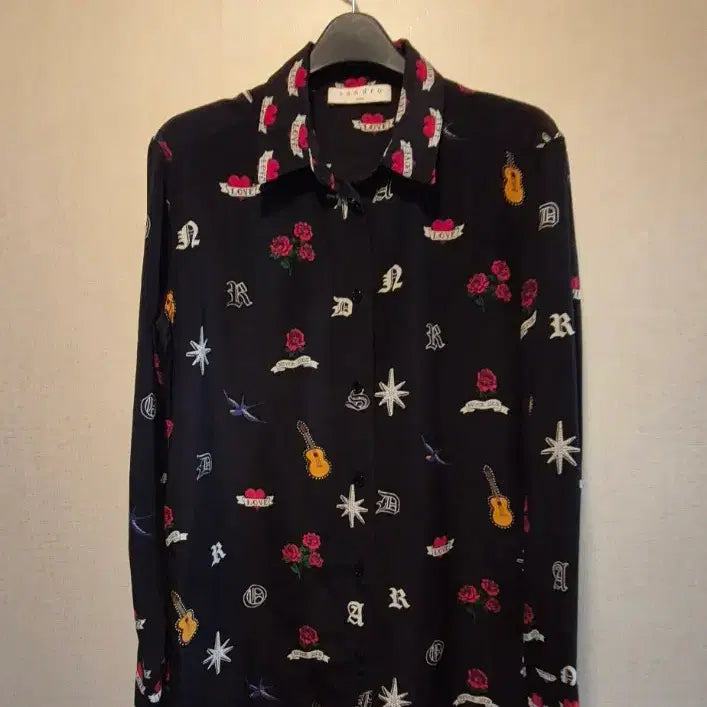 [BUNJANG] Sandro 100% Silk Printed Blouse / 산드로 실크100% 프린트 셔츠 산드로블라우스