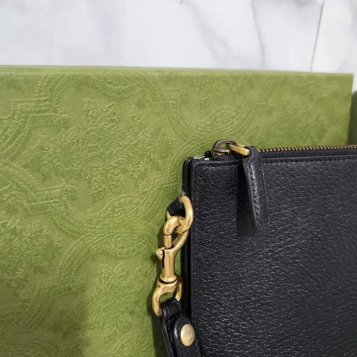 [BUNJANG] Gucci Marmont Black Leather GG Clutch Bag / 구찌 마몬트 블랙 레더 GG 클러치백