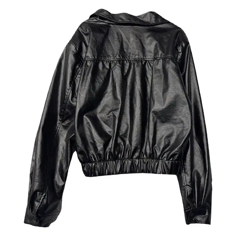 [BUNJANG] Vintage Glossy Leather Jacket / 빈티지 유광 레자 자켓 FREE