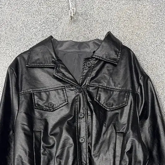 [BUNJANG] Vintage Glossy Leather Jacket / 빈티지 유광 레자 자켓 FREE