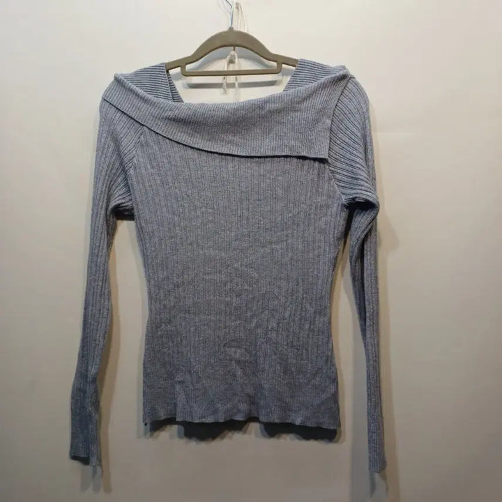 [BUNJANG] Gray Ribbed Knit Long Sleeve T-Shirt Size 75 / 회색 골지 니트 긴팔 티셔츠75사이즈봄가을 65049