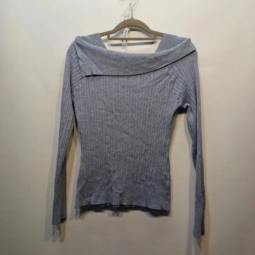 [BUNJANG] Gray Ribbed Knit Long Sleeve T-Shirt Size 75 / 회색 골지 니트 긴팔 티셔츠75사이즈봄가을 65049
