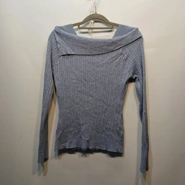 [BUNJANG] Gray Ribbed Knit Long Sleeve T-Shirt Size 75 / 회색 골지 니트 긴팔 티셔츠75사이즈봄가을 65049