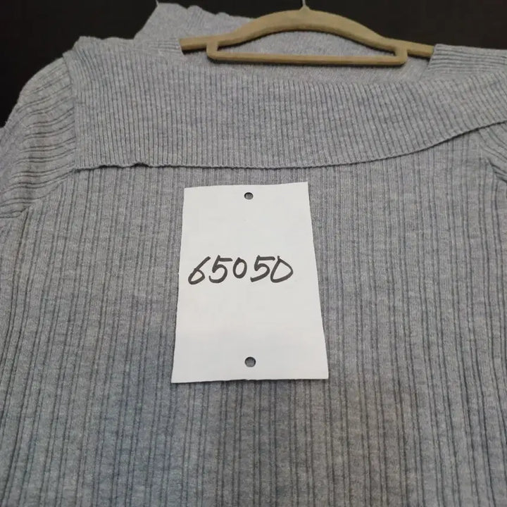 [BUNJANG] Gray Ribbed Knit Long Sleeve T-Shirt Size 75 / 회색 골지 니트 긴팔 티셔츠75사이즈봄가을 65049