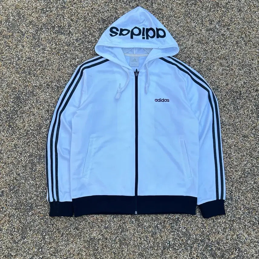 [BUNJANG] Adidas White Hoodie Zip-up / 아디다스 화이트 후드집업