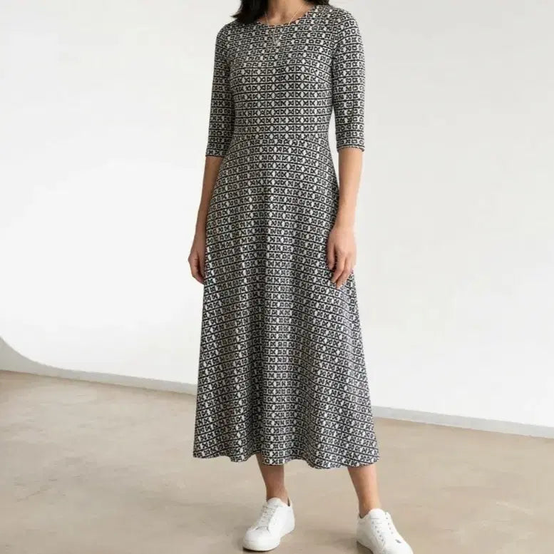 [BUNJANG] Geometric Pattern Long Dress / [55]립밤 기하학 패턴 롱 원피스