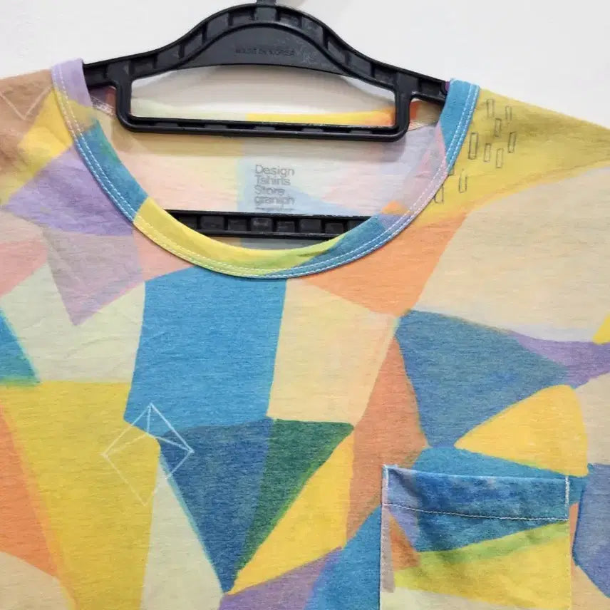 [BUNJANG] Colorful Pattern Pocket T-Shirt (M) / [M] 일본 디자인티셔츠스토어 컬러풀 패턴 반팔 포켓 티셔츠