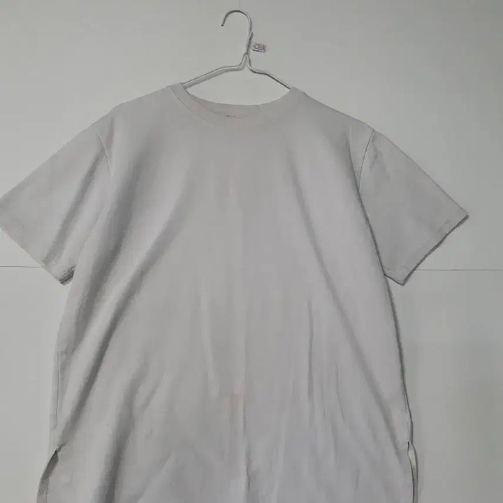 [BUNJANG] White Side Slit Short-Sleeve Layered T-Shirt / 화이트 옆트임 반팔 레이어드 티셔츠 0358