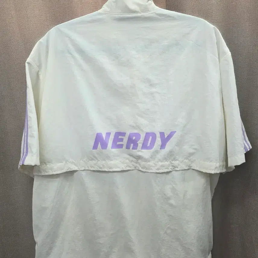[BUNJANG] NERDY Short Sleeve Track Jacket White Lavender / 널디 반팔 트랙 자켓 화이트 라벤더