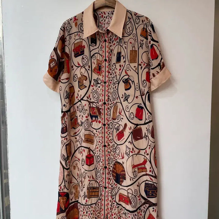 [BUNJANG] Vintage Pattern Short Sleeve Dress M / 빈티지 패턴 반팔 원피스 M
