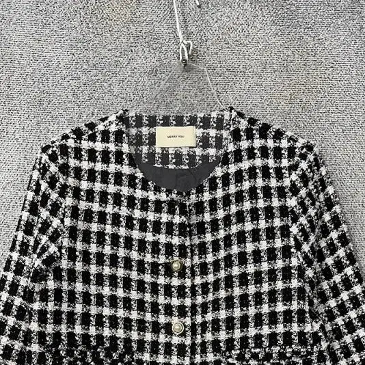 [BUNJANG] Black Check Tweed Jacket XS / 체크 블랙 트위드 자켓 XS