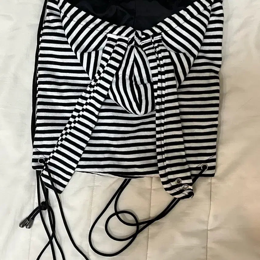 [BUNJANG] NUEST Stripe Rabbit Hoodie Bag / 누엣 Stripe rabbit hoodie bag