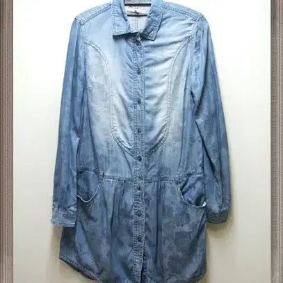 [BUNJANG] American Eagle Patterned Silky Long Shirt Dress / 아메리칸이글 무늬 데님실키 롱남방 원피스