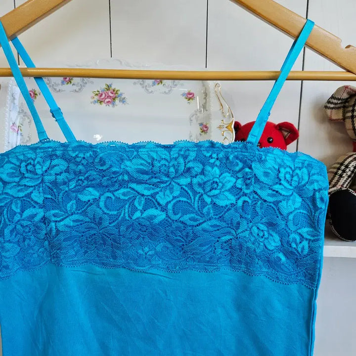 [BUNJANG] MICHEL KLEIN Turkish Blue Lace Camisole / 터키블루 레이스 슬립 나시