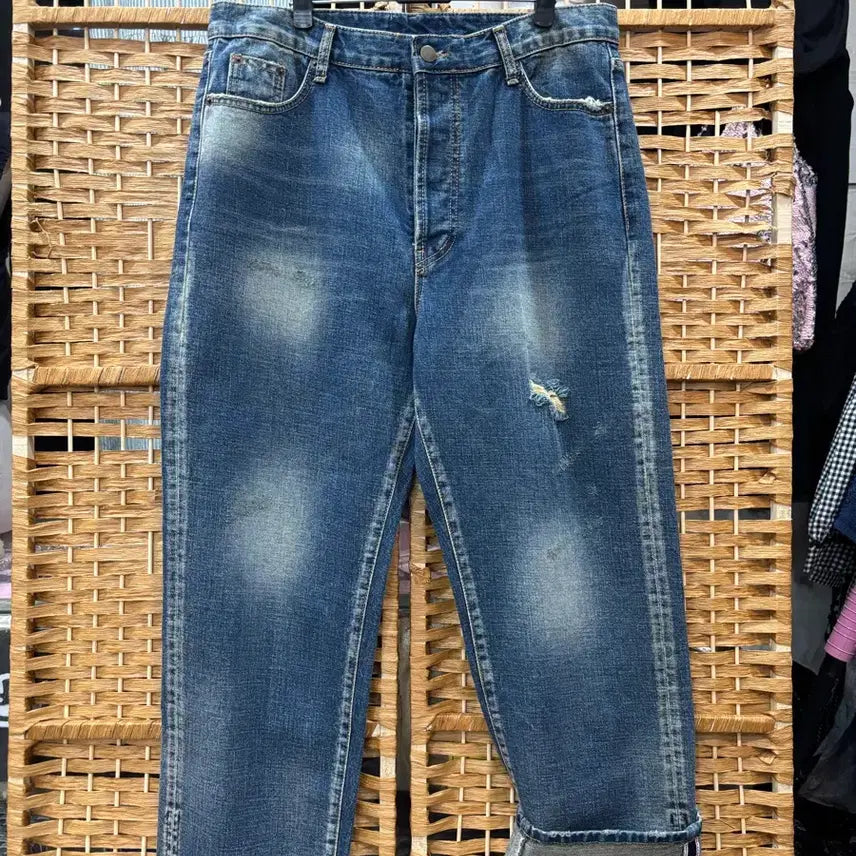 [BUNJANG] Denim Washed Baggy Pants / 청 워싱 배기 바지
