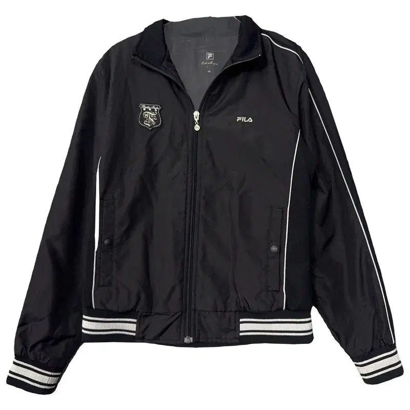 [BUNJANG] Fila Black Logo Functional Zip-Up Jacket Size 95 / 휠라 블랙 로고 기능성 집업 95