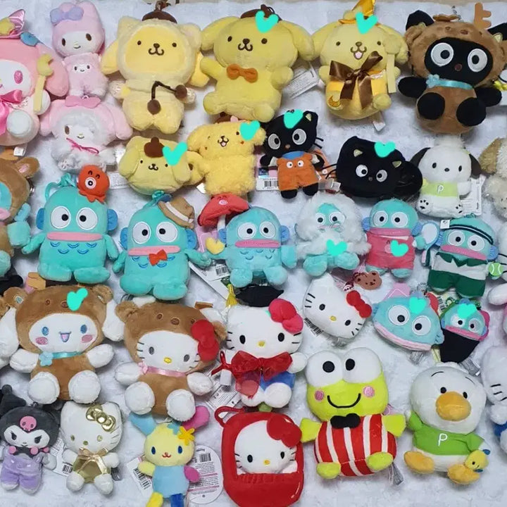 [BUNJANG] Sanrio Characters Plush Keychain - Hello Kitty, Chocola &amp; Vanilla, Kuromi, Hangyodon, Cinnamoroll, Pochacco / 산리오 캐릭터즈 인형 키링_키티 초코캣 쿠로미 한교동 시나모롤 포차코