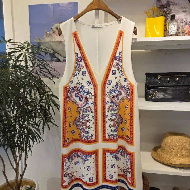 [BUNJANG] Zara Ethnic Pattern Midi Dress / 자라 에스닉 원피스
