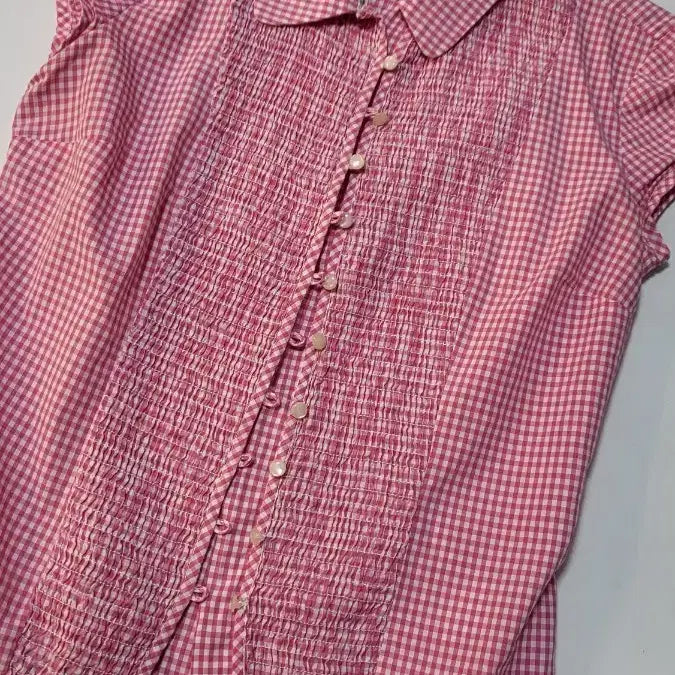 [BUNJANG] Tommy Hilfiger Checked Shirring Blouse / 타미힐피거 체크 셔링 블라우스