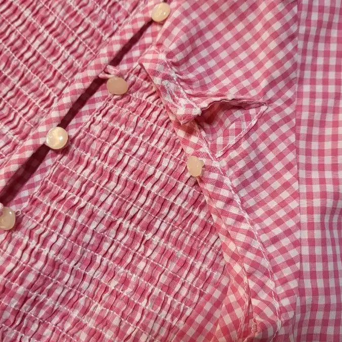 [BUNJANG] Tommy Hilfiger Checked Shirring Blouse / 타미힐피거 체크 셔링 블라우스