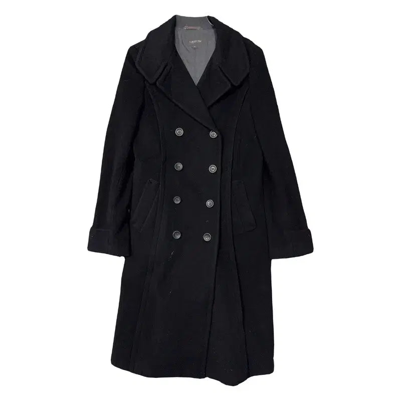 [BUNJANG] Tomboy Black Button Wool Long Coat / 톰보이 블랙 버튼 울 롱 코트 88-92-160